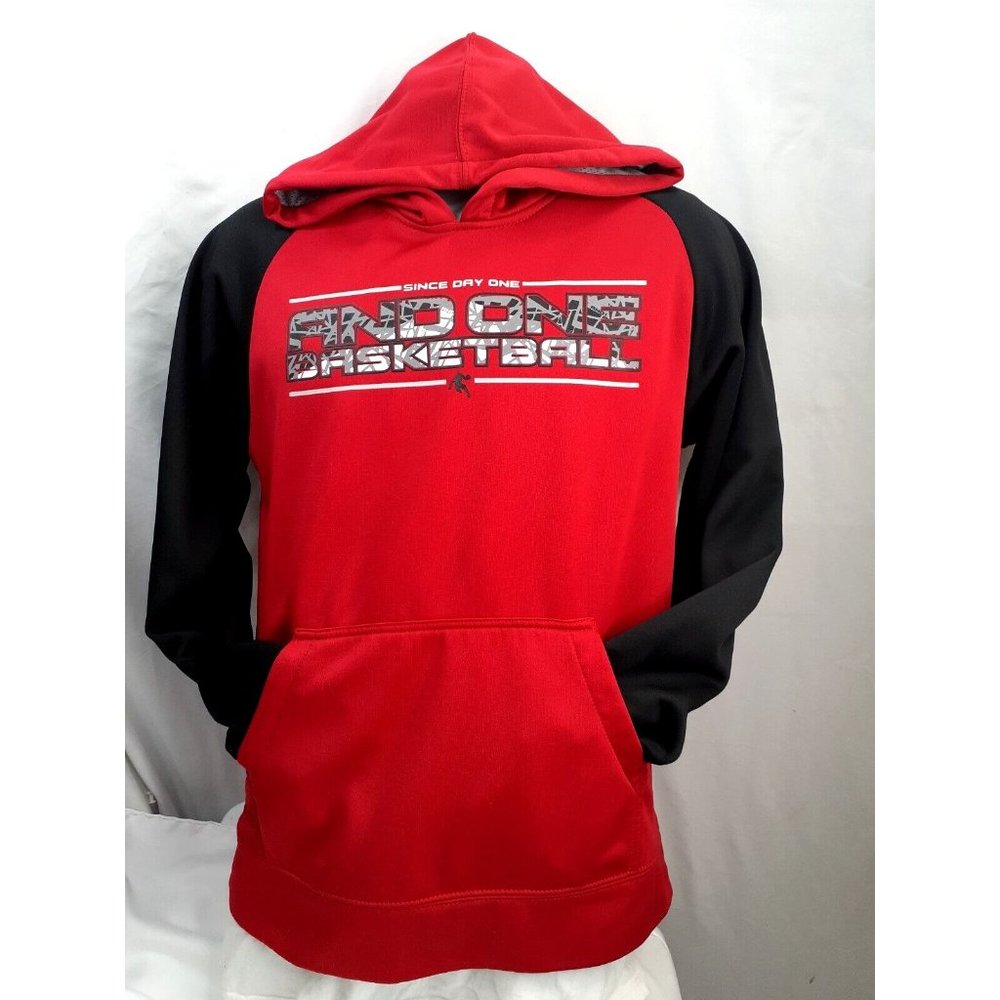 ANDI One Basketball Women Size XL ( 18/20) Red Black Hoodie Pockets Long Sleeves
